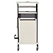 Oklahoma Sound Premium Plus Steel Wheeled AV Presentation Cart with Storage Cabinet, Wire Management Grommets, and 6 Outlet Power Strip, Ivory/Black