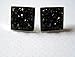 Summerfield Collection Silver-tone Metallic Geometric Square Shaped Chunky Faux Druzy Stud Earrings 12mm Statement (Black)