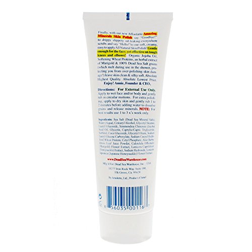 Dead Sea Warehouse - Amazing Minerals Skin Polish, All Natural 100% Dead Sea Salt to Exfoliate and Re-mineralize All Skin Types, Moisturizes Your Face, Body & Hands, Fragrance Free (8.8 Ounces)
