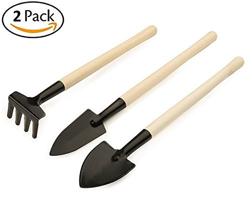 Pack of 2 3pcs Set Gardening Tool Shovel Small Garden Rake and Hand Trowel Mini Indoor Garden Tools Gifts for Kids House Plants