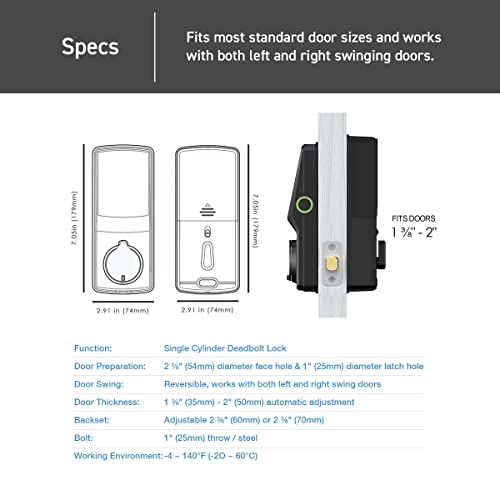 Lockly Secure Pro, WiFi Smart Deadbolt, Keyless Entry Door Lock, PIN