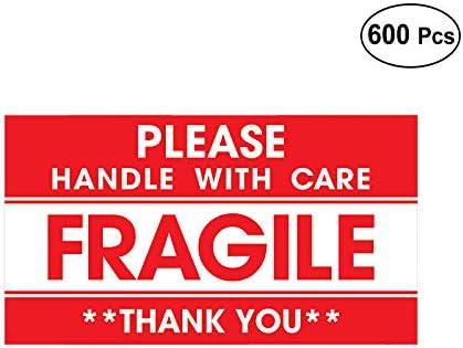 600 Pcs 3.54 x 1.97 inch FRAGILE Sticker Handle With Care Warning Shipping Label (FRAGILE IV)