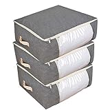 Qozary 3 Pack 53L Storage Bags for Comforters, Blankets, Clothes, Quilts and Towels, Better and Sturdy Under Bed Organizer Bag, Large Storage Bags Great for Closets, Bedrooms (53L)