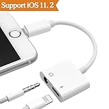 2 in1 THYTOB Jack Headphone Adapter for iPhone X 8/8Plus 7/7Plus iPod/iPad. Audio to 3.5mm Aux Splitter Adaptor Headset Earphone.(Support Audio + Charge +Compatible iOS 10.33/11.2or Later)
