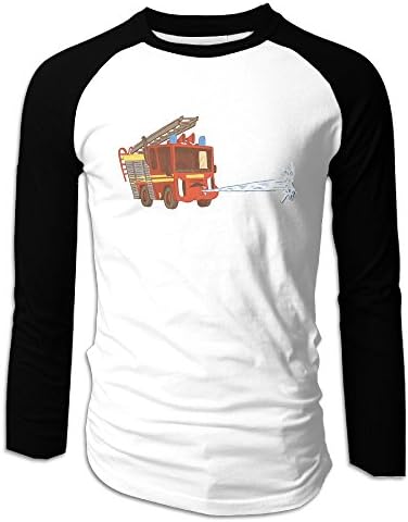 HAKLA Men's Cartoon Funny Fire Truck Vs Fire Long Sleeve Raglan T-Shirt