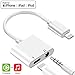 Lightning to 3.5 mm Headphone Jack Adapter Aux Cable Adapter Lightning Adapter 2 in 1 Compatible for iPhone 7/7 Plus / 8/8 Plus/X/XS/XR/XS Max Audio and Charge Adapter (Support iOS 11, iOS12)-White