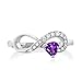 Gem Stone King 925 Sterling Silver Purple Amethyst Infinity Ring For Women (0.33 Cttw, Heart Shape 4MM, Gemstone February Birthstone, Available in Size 5,6,7,8,9)