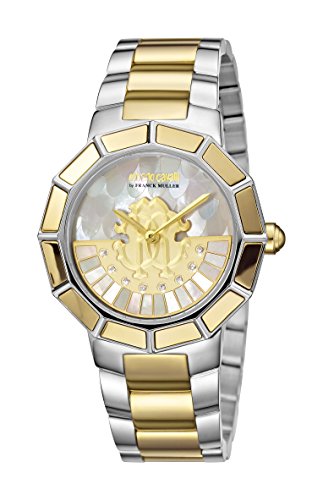 Roberto Cavalli by Franck Muller Women s  ROTATING DIAL  Quartz Stainless Steel Casual Watch, Color:Two Tone (Model: RV2L011M0126)