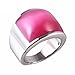 PMTIER Unisex Stainless Steel Cat's Eye Stone Opal Ring Silver and Pink Size 10
