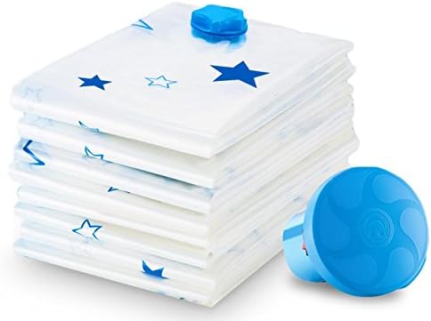 Vanled Premium Large Space Saver Bags Vacuum Storage Bags (Works With Any Vacuum Cleaner + FREE Hand-Pump for Travel!) Double-Zip Seal and Triple Seal Turbo-Valve for 80% More Compression! (10 Pack)