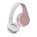 Over-ear Headphones,WONFAST Foldable Bluetooth Wireless/Wired Stereo Hands-free Calling Headsets with Microphone for iPhone Samsung,Support FM Radio,MP3 Player(Rose Gold)