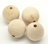 PEPPERLONELY Brand 20PC Natural Color Large Round Wood Spacer Beads 30mm(1-1/6 Inch)
