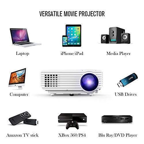 Projector, Upgraded TENKER Projector, 70% Brighter, Mini Home Theater Movie Projector with 4.0" LCD and Up to 176-inch Display, Supports 1080P HDMI/USB/SD Card/AV/VGA for TVs/Laptops/Games