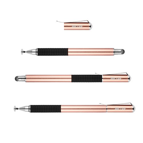 METRO Capacitive Stylus pen,Fiber & Disc 2in1,Fine point stylus tips,Additional 2 Replaceable thin point tips, Portable,Universal for touch screen/tablet/ipad mini/smartphone (Rose Gold)