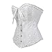 YAQKUOA Womens Corset Plus Size Sexy Lingerie Floral Lace Up Overbust Bustier Top white