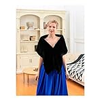 Yalice Women's Wedding Faux Fur Shawl and Wrap Bridal Fur Stole Cape Fur Scarf for Bride and Bridesmaids