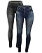 CLOYA Women's Denim Print Fake Jeans Seamless Full Length Summer/Spring Leggings (L/XL, Blue/Black Pack)