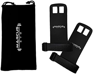 Marcus GYM Textured Leather Hand Grips For Cross Training, Kettlebells, Powerlifting, Chin Ups, Pull Ups, WODs &amp; Gymnastics – With Grips Storage Pouch(Medium - Fits 4" to 4 3/4")