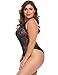 IN'VOLAND Plus Size Sexy One Piece Lingerie Halter Backless Hollow Floral Lace Teddies Sleepwear Nightwear (22W, Black 3)