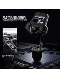 en el automóvil Bluetooth Transmisor FM Adaptador de radio inalámbrico Manos libres para automóvil con 1.44 pulgadas Pantalla TF Tarjeta Reproductor de MP3 Puertos USB dobles Entrada AUX Voltímetro Función de voltímetro para teléfonos inteligentes Reprodu