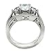 Stainless Steel Women Wedding Ring Sets Bridal Engagement Bands Round CZ Three Stones Size 10