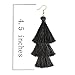 ELEARD Tassel Earrings Tiered Thread Tassel Dangle Earrings Statement Layered Tassel Drop Earrings (3 layers black)