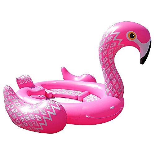 Zoostliss Huge Party Bird Island Giant Flamingo Pool Float with Pump and Carrying Bag