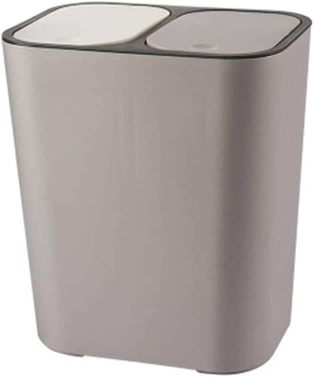 Trash Can For Home,Trash Can Rectangle Plastic Push-Button Dual Compartment 12liter Recycling Waste Bin Garbage Can