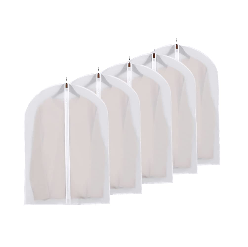 DDGAO Garment Covers Dustproof Clothes Covers Moth Proof Coat Bag with Zip PEVA Translucent Dress Cover Waterproof Anti-mite Breathable Suit Protector 5pcs (60x80cm)