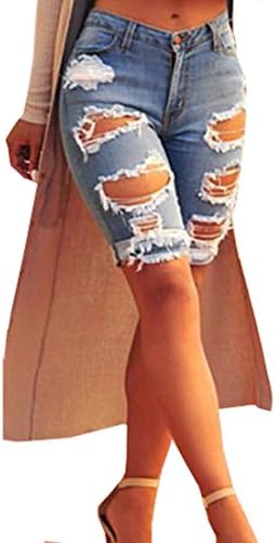 Tribear Women's Summer Ripped Hole High Waist Casual Short Jeans