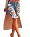 Tribear Women's Summer Ripped Hole High Waist Casual Short Jeans 42(US10,Blue)