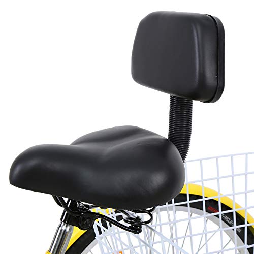 Ridgeyard 26'' 7-Speed Adult Tricycle 3 Wheeled Cruise Trike Bike Adult Trikes with Shopping Basket(Yellow)