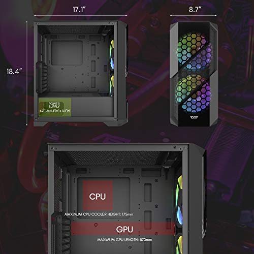 darkFlash BF5 Full Tower Gaming Computer PC Case Supports EATX Motherboards w/Tempered Glass