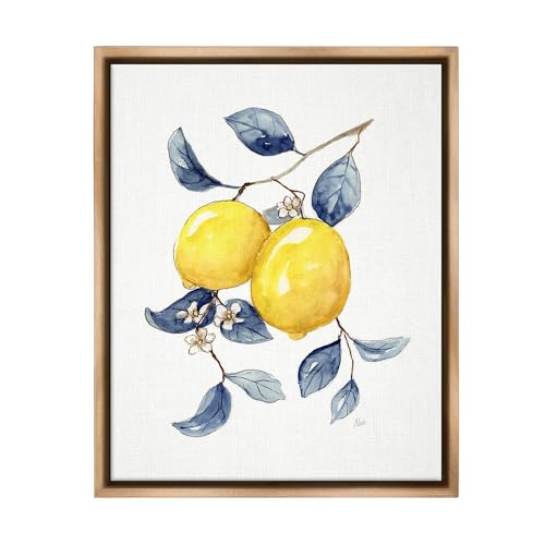 Stupell Industries Minimal Lemon Fruits Framed Floater Canvas Wall Art by Nan