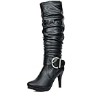 DREAM PAIRS Women's Paris Black PU Knee High High Heel Winter Boots - 11 M US