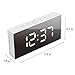 GLOUE Led Digital Alarm Clock,Alarm Clocks Bedside Temperature Display- Snooze and Large Display- Adjustable Brightness - USB Port and Battery Back Up, Bedroom Mirror Travel Alarm (White Light)