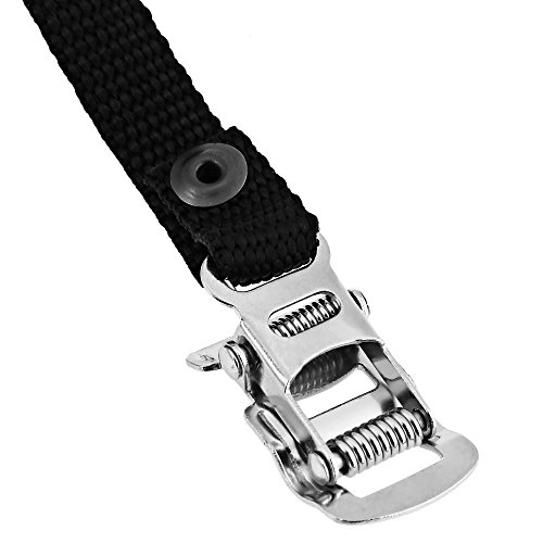 Mmrm Black Bike Cycling Pedal Nylon Pair Clips Replacement Pedal Toe Straps