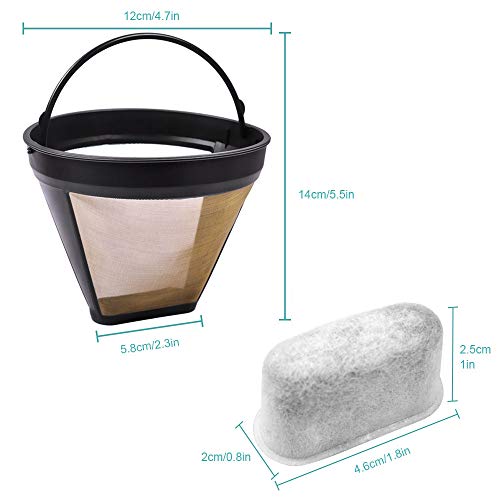 KeePow 4 Tone Permanent 612 Cup Coffee Filter & Set of 12 Charcoal