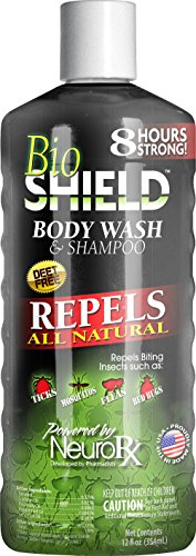 BIO SHIELD By Portland Outdoors Body Wash and Shampoo All Natural DEET-FREE 8-Hour Tick, Flea, Bed Bugs and Mosquito Repellent, 12oz