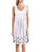 KILIG Summer Casual Loose Print Pleated Sleeveless Vest Dresses(White, XXL)