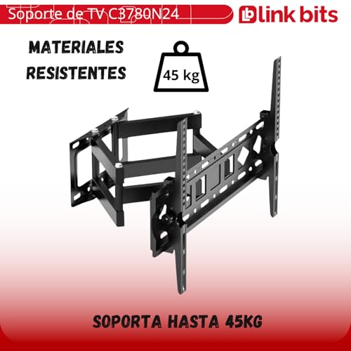 LINK BITS C3780N24 Soporte de TV móvil con Doble Brazo para televisores de 32” a 80” Pulgadas, Base para Pantallas Reforzado y Resistente para monitores de hasta 50 Kg y VESA de hasta 600x400mm.