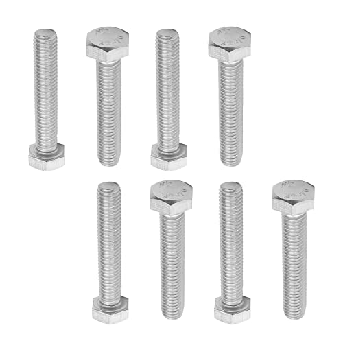 MroMax M8-1.25 X 12mm Hex Head Bolt – 304 Stainless Steel Fully Threaded Tap Bolt, Silver, 20-Pack