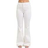Judy Blue High Rise Tummy Control Flare Jeans in White 33" Inseam Jeans- Ivory Gem