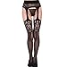 Toptim Womens Fishnet Thigh-High Stockings Tights Suspender Pantyhose Socks 2 Pack Black One Size