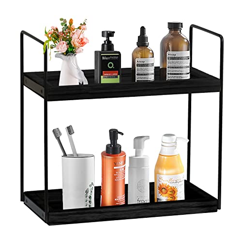2Tier Bathroom Organizer Cuntertop, Wood Bathroom Counter Organzier