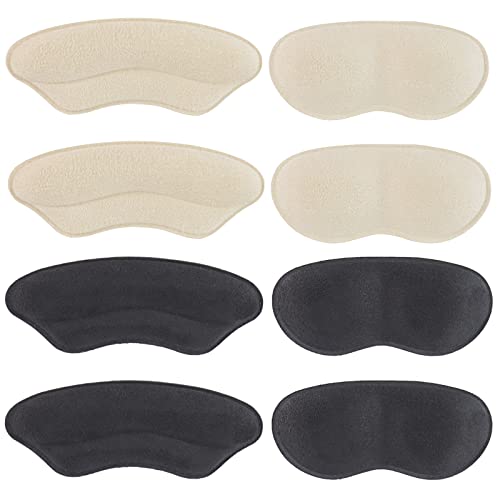BIGGCOOL Heel Grips Inserts for Women and Men, Heel Pads for Loose Shoes, Heel Protector Cushions Improve Shoe Fit and Prevent Heel Slipping, Rubbing and Blisters - 4pairs(Apricot+Black)