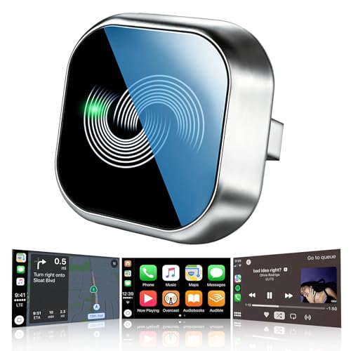 Wireless CarPlay Adapter for iPhone, 2-in-1 Wireless Car Play & Android Auto Adapter, 3X Fast Stable Connection-No Latency from iOS 10+, Wide Compatibility, Plug & Play for 2015+ Cars with USB/Type C