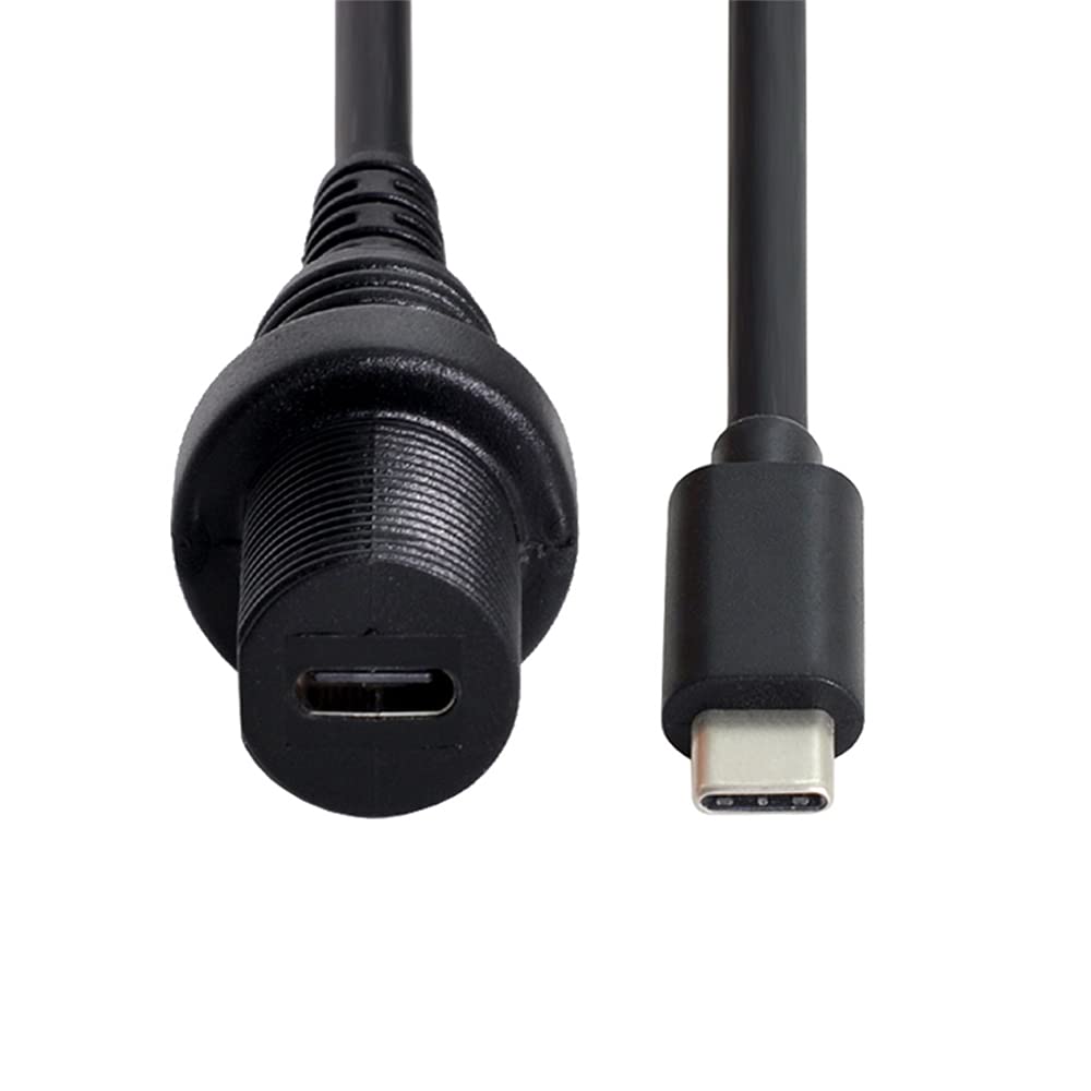 NFHK Waterproof USB-C Type-C USB 3.1 Extension Flush Car Mount Extension Cable for Dashboard Panel