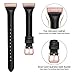 Wearlizer Compatible with Charge 3 Bands for Women Slim Leather Replacement Charge hr 3 Special Edition Rose Gold Band Assesories Strap Black