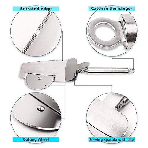 Pizza Cutter IKevan Stainless Steel 3 in 1 Pizza Cutter Multifunctional Cutter Sandwiches Slicer - Thumbnail 3